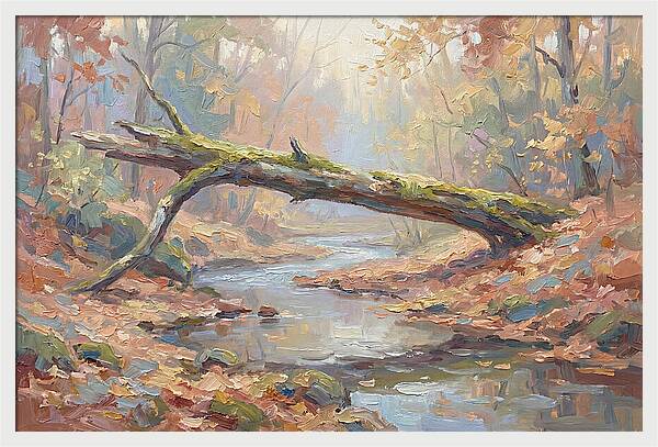Fallen Log Bridge Over Stream