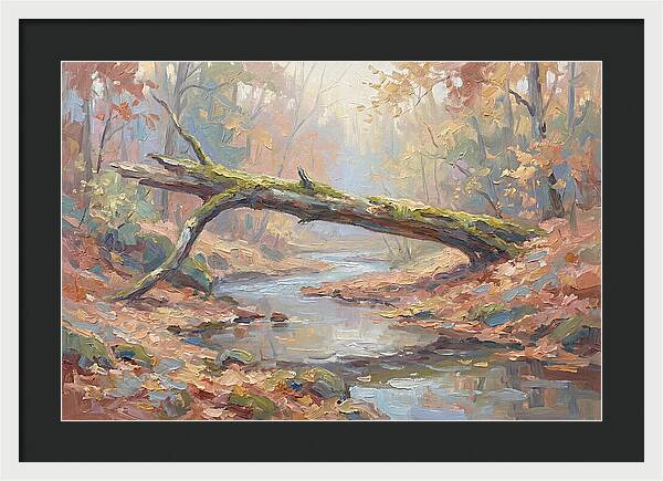 Fallen Log Bridge Over Stream