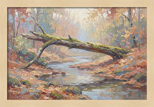 Fallen Log Bridge Over Stream