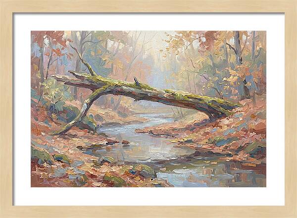 Fallen Log Bridge Over Stream