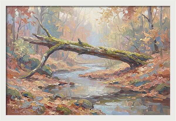 Fallen Log Bridge Over Stream