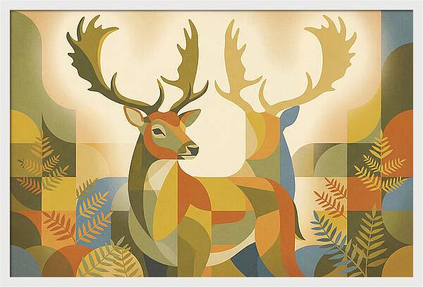 Fallow Deer Buck In Abstract Colors