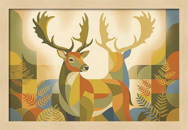Fallow Deer Buck In Abstract Colors
