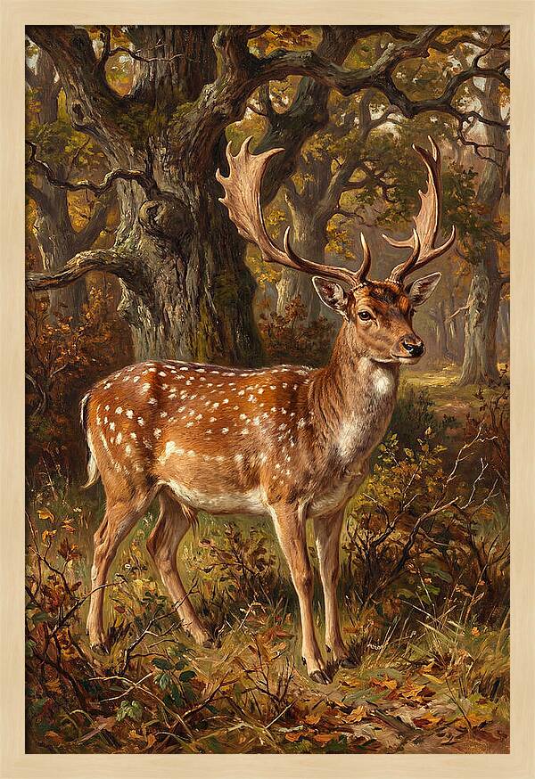 Fallow Deer In Autumn Forest