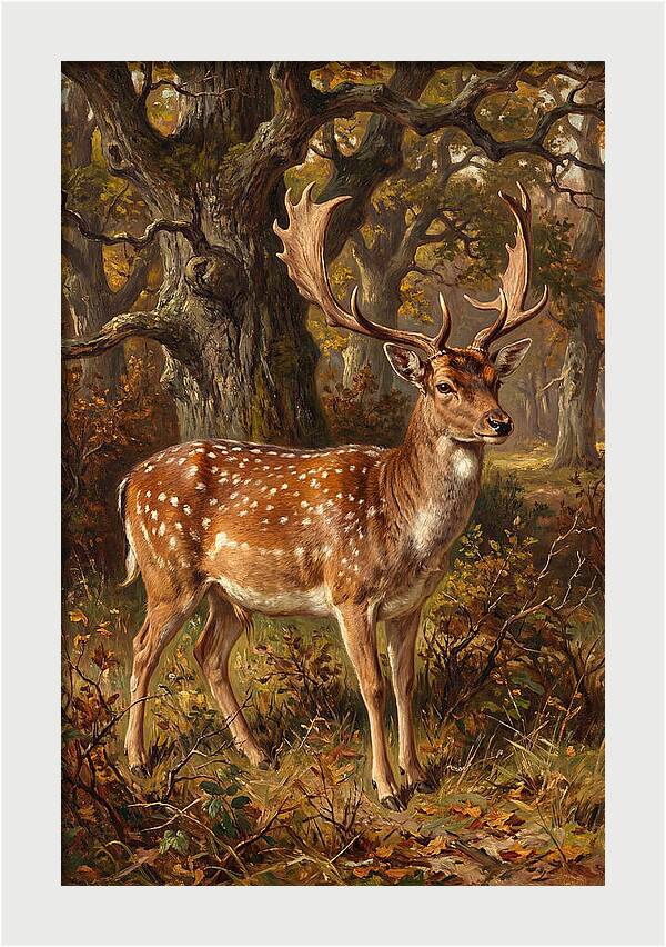 Fallow Deer In Autumn Forest