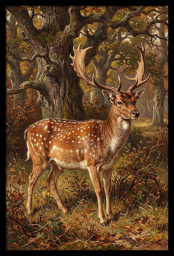Fallow Deer In Autumn Forest