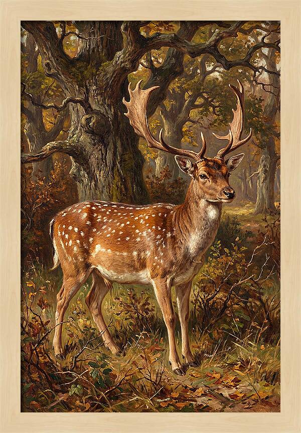 Fallow Deer In Autumn Forest
