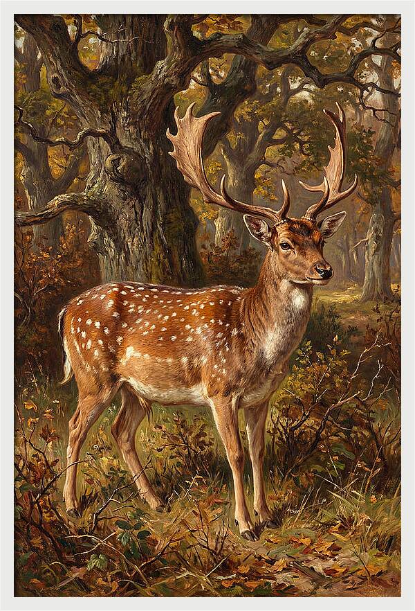 Fallow Deer In Autumn Forest