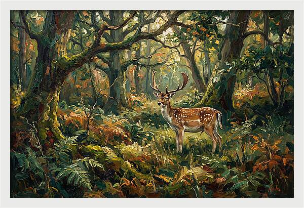 Fallow Deer In Enchanted Forest