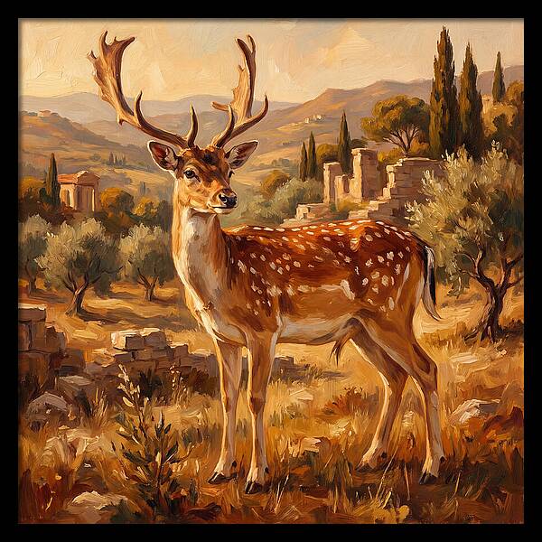 Fallow Deer In Mediterranean Landscape