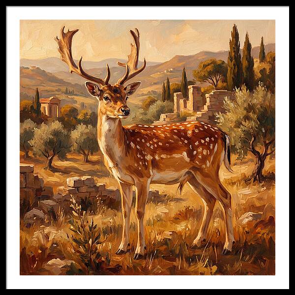 Fallow Deer In Mediterranean Landscape