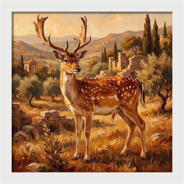 Fallow Deer In Mediterranean Landscape