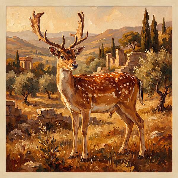Fallow Deer In Mediterranean Landscape