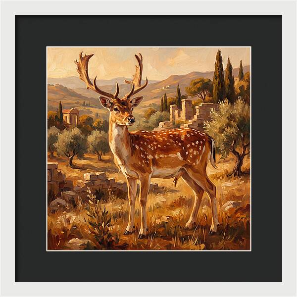 Fallow Deer In Mediterranean Landscape