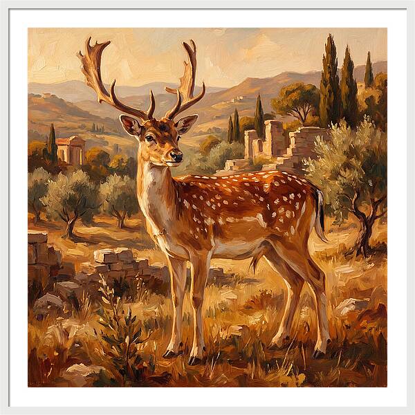 Fallow Deer In Mediterranean Landscape