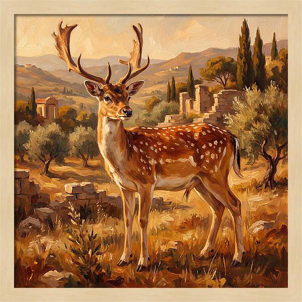 Fallow Deer In Mediterranean Landscape