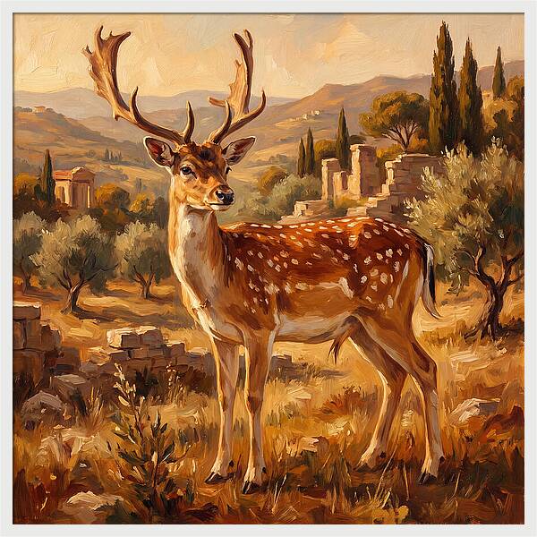 Fallow Deer In Mediterranean Landscape