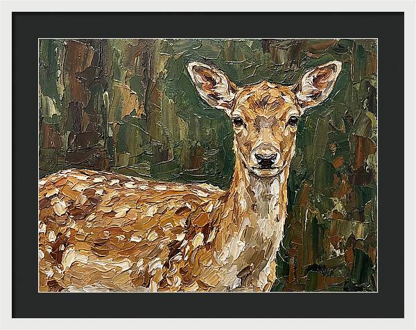 Fallow Deer Portrait In Palette Knife Style
