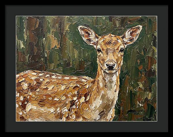 Fallow Deer Portrait In Palette Knife Style