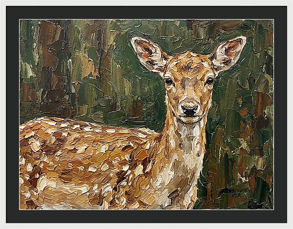 Fallow Deer Portrait In Palette Knife Style