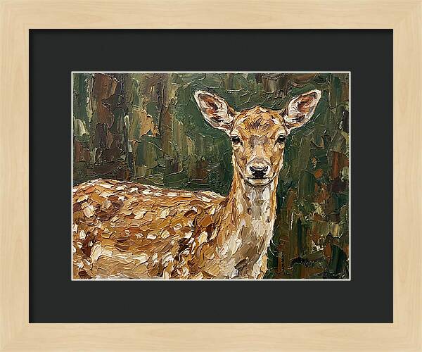 Fallow Deer Portrait In Palette Knife Style