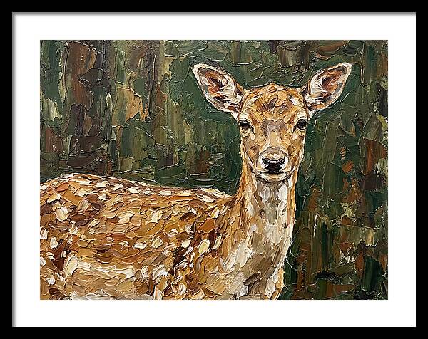 Fallow Deer Portrait In Palette Knife Style