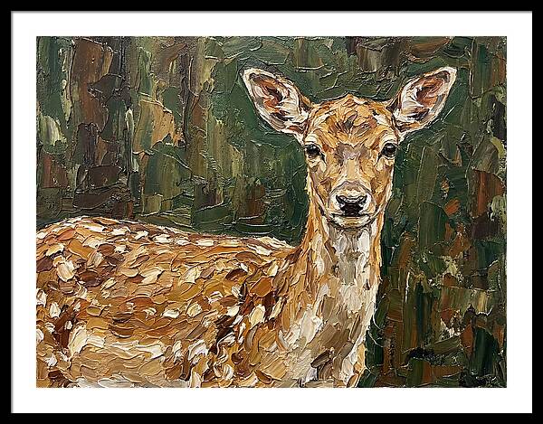 Fallow Deer Portrait In Palette Knife Style