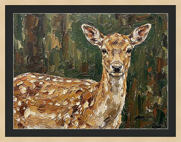 Fallow Deer Portrait In Palette Knife Style