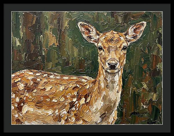 Fallow Deer Portrait In Palette Knife Style