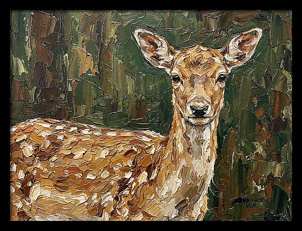 Fallow Deer Portrait In Palette Knife Style