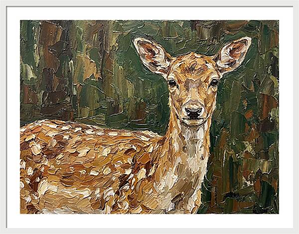 Fallow Deer Portrait In Palette Knife Style
