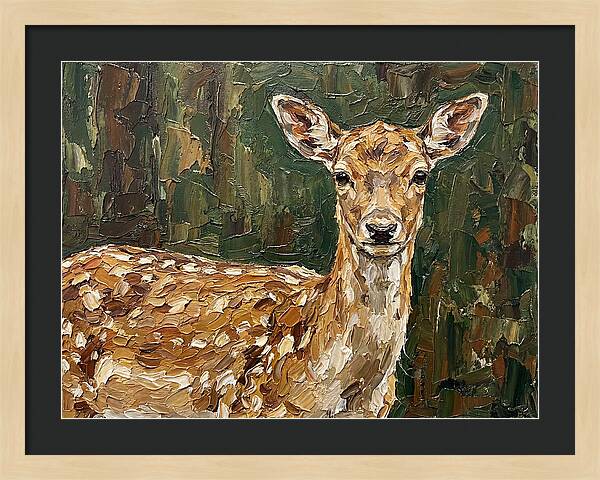 Fallow Deer Portrait In Palette Knife Style