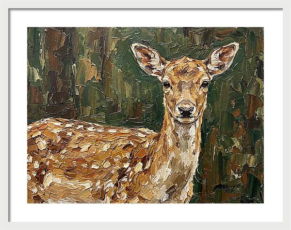 Fallow Deer Portrait In Palette Knife Style