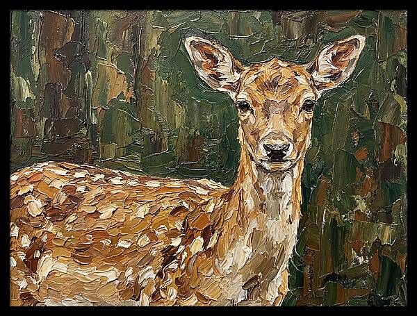Fallow Deer Portrait In Palette Knife Style