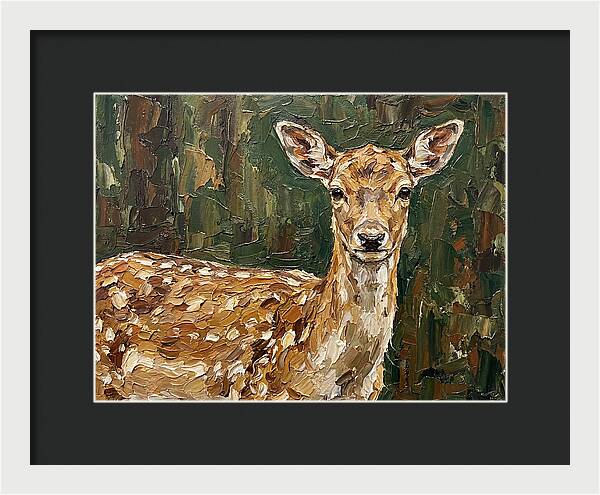 Fallow Deer Portrait In Palette Knife Style