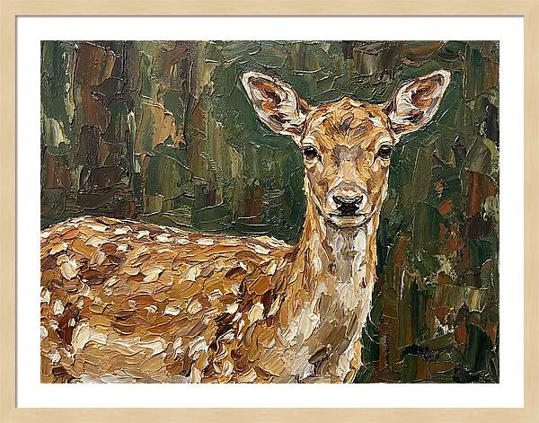 Fallow Deer Portrait In Palette Knife Style