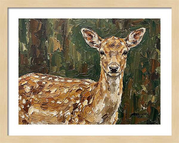 Fallow Deer Portrait In Palette Knife Style