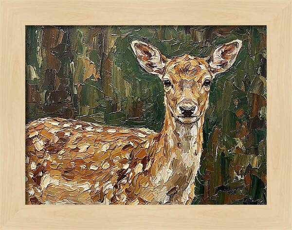 Fallow Deer Portrait In Palette Knife Style