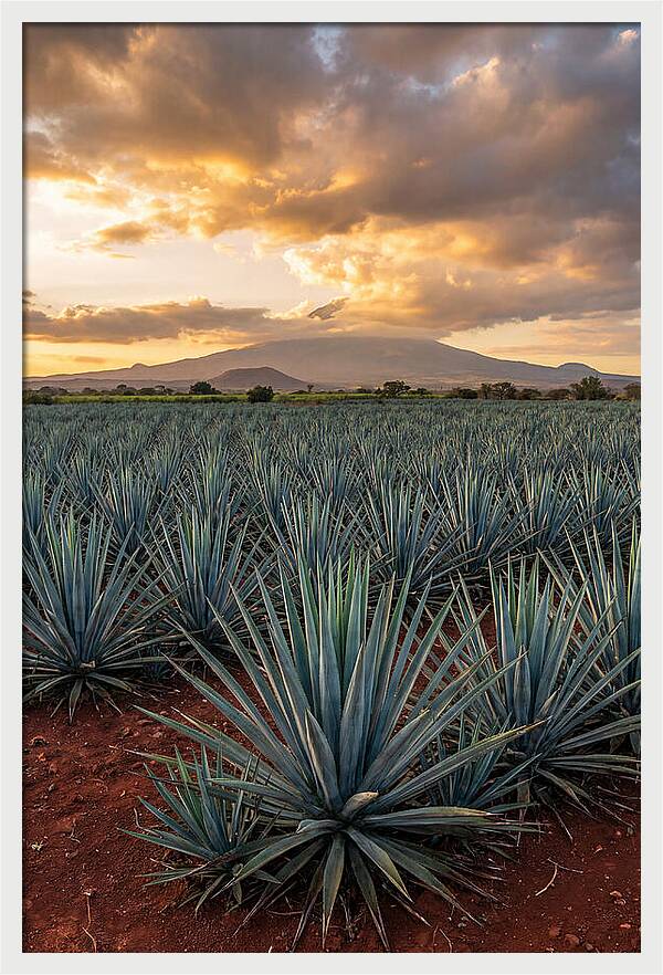 Farm Agave Under Sunset
