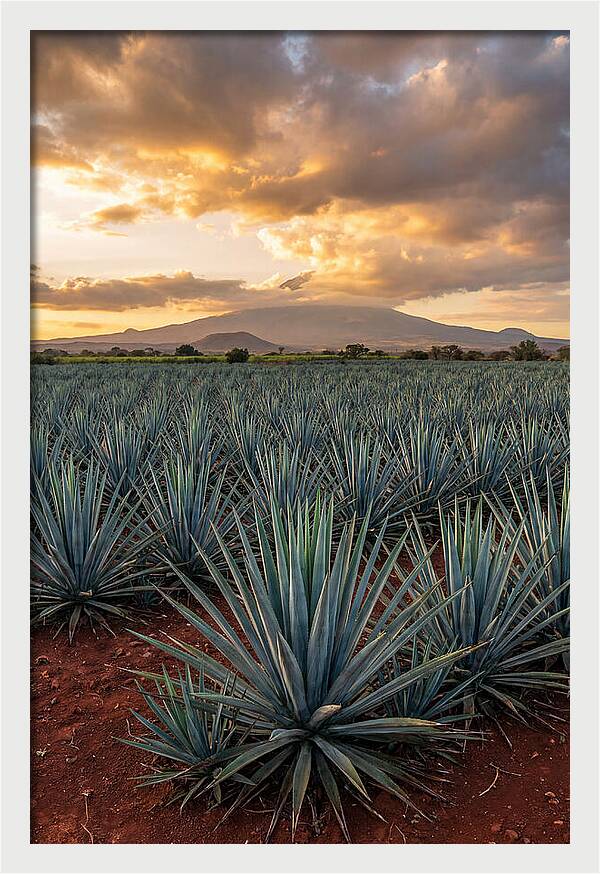 Farm Agave Under Sunset