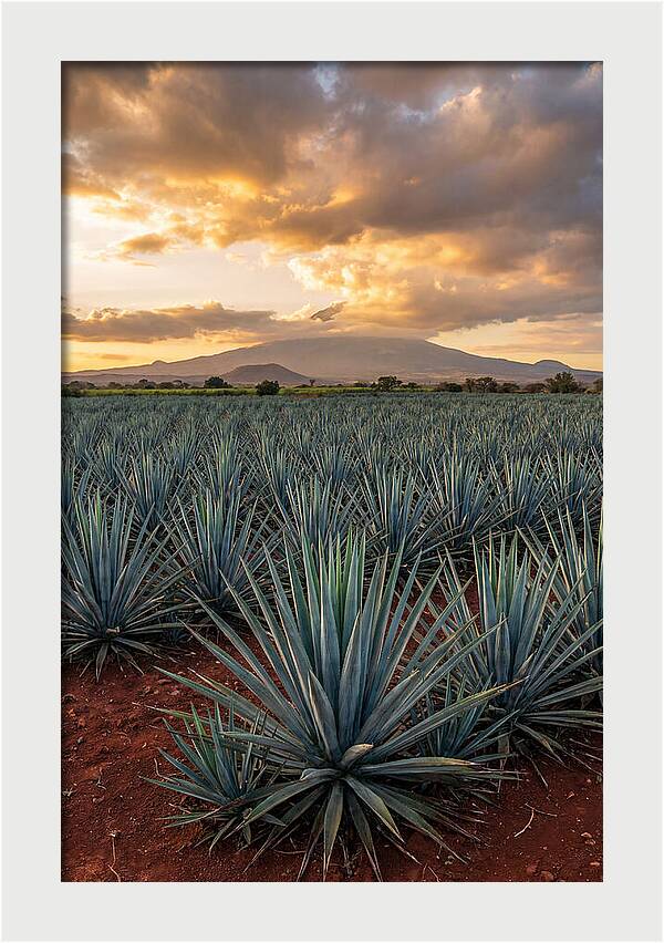 Farm Agave Under Sunset