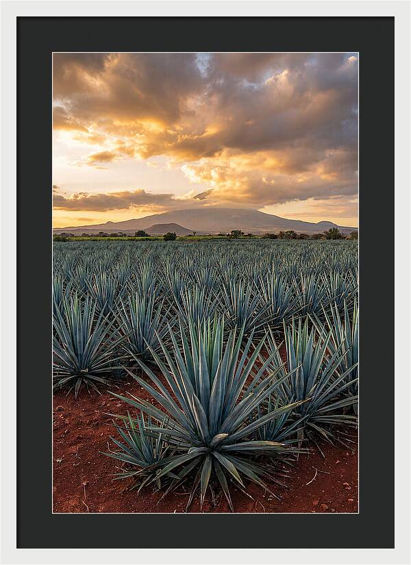 Farm Agave Under Sunset