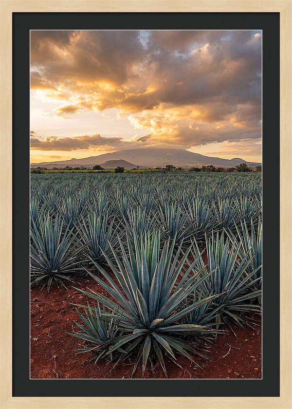 Farm Agave Under Sunset