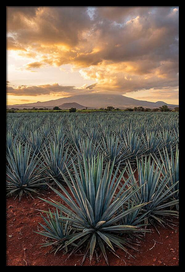 Farm Agave Under Sunset