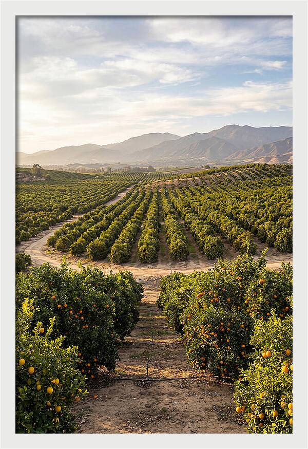 Farm Citrus Landscape At Dusk