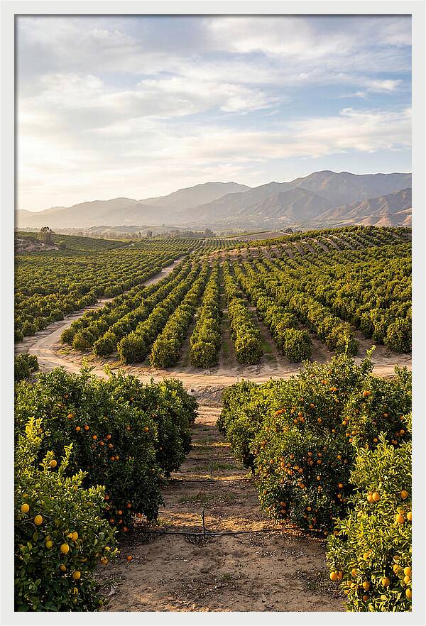 Farm Citrus Landscape At Dusk