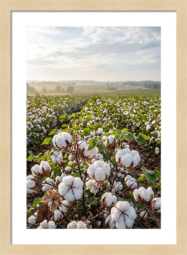 Farm Cotton Blooms Under Sunlight