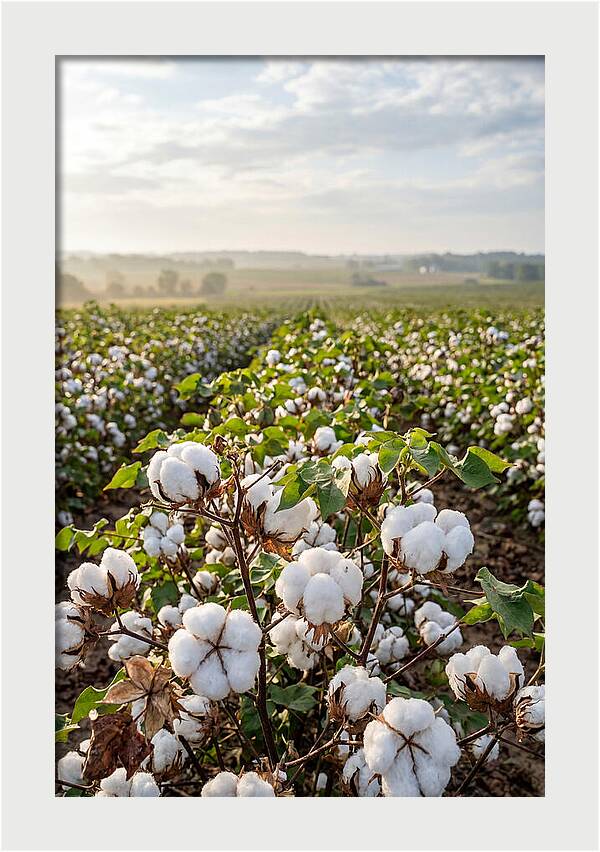 Farm Cotton Blooms Under Sunlight