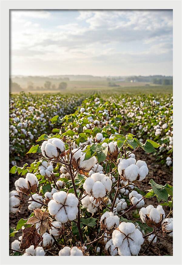 Farm Cotton Blooms Under Sunlight