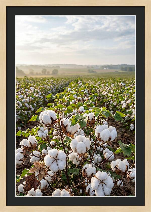 Farm Cotton Blooms Under Sunlight